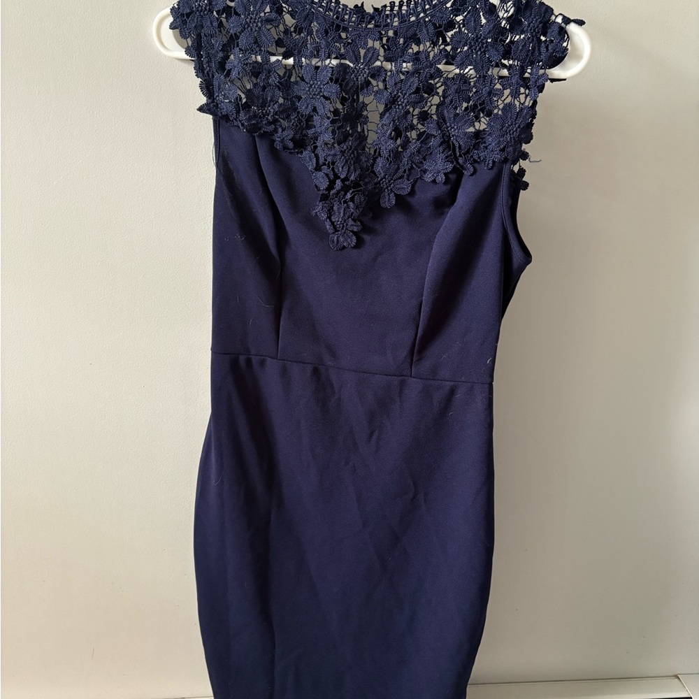 SHEIN Navy Lace Midi Dress